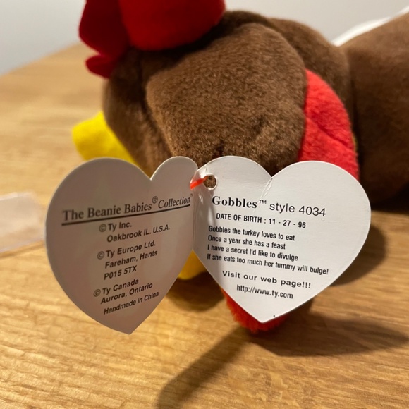 Ty Beanie Babies Gobbles Turkey 1996 – New Tag Protector VINTAGE - Picture 5 of 9
